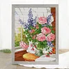 [Limited stock-Cross Stitch]Flowers On Windowsill-Full Embroidery 2 Strands 14CT Stamped Cross Stitch-35*47CM