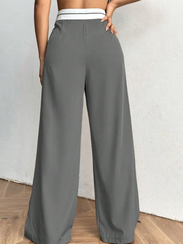 Nigikala Nigikala Commuting Coloring Belt Broad-Legged Suit Pants