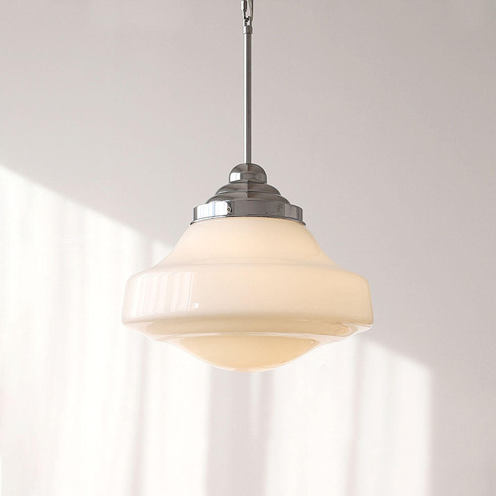 Retro Mid-Century White Glass Pendant Lights
