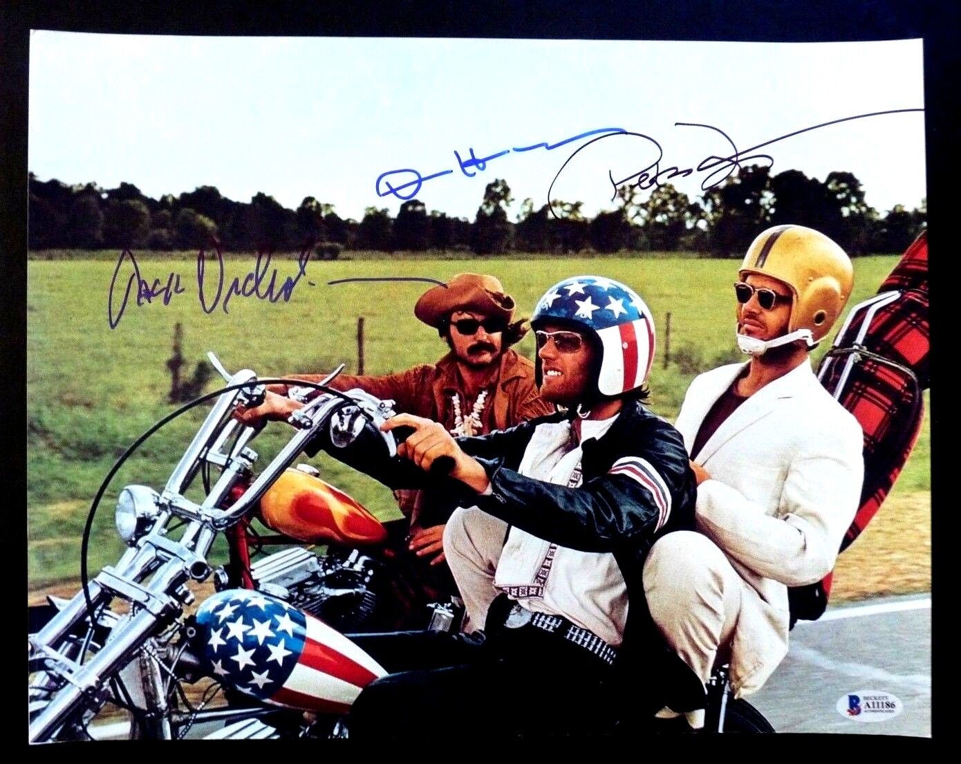 Easy Rider Nicholson Hopper & Fonda Signed Autographed 11x14 Photo Poster painting BAS Certified