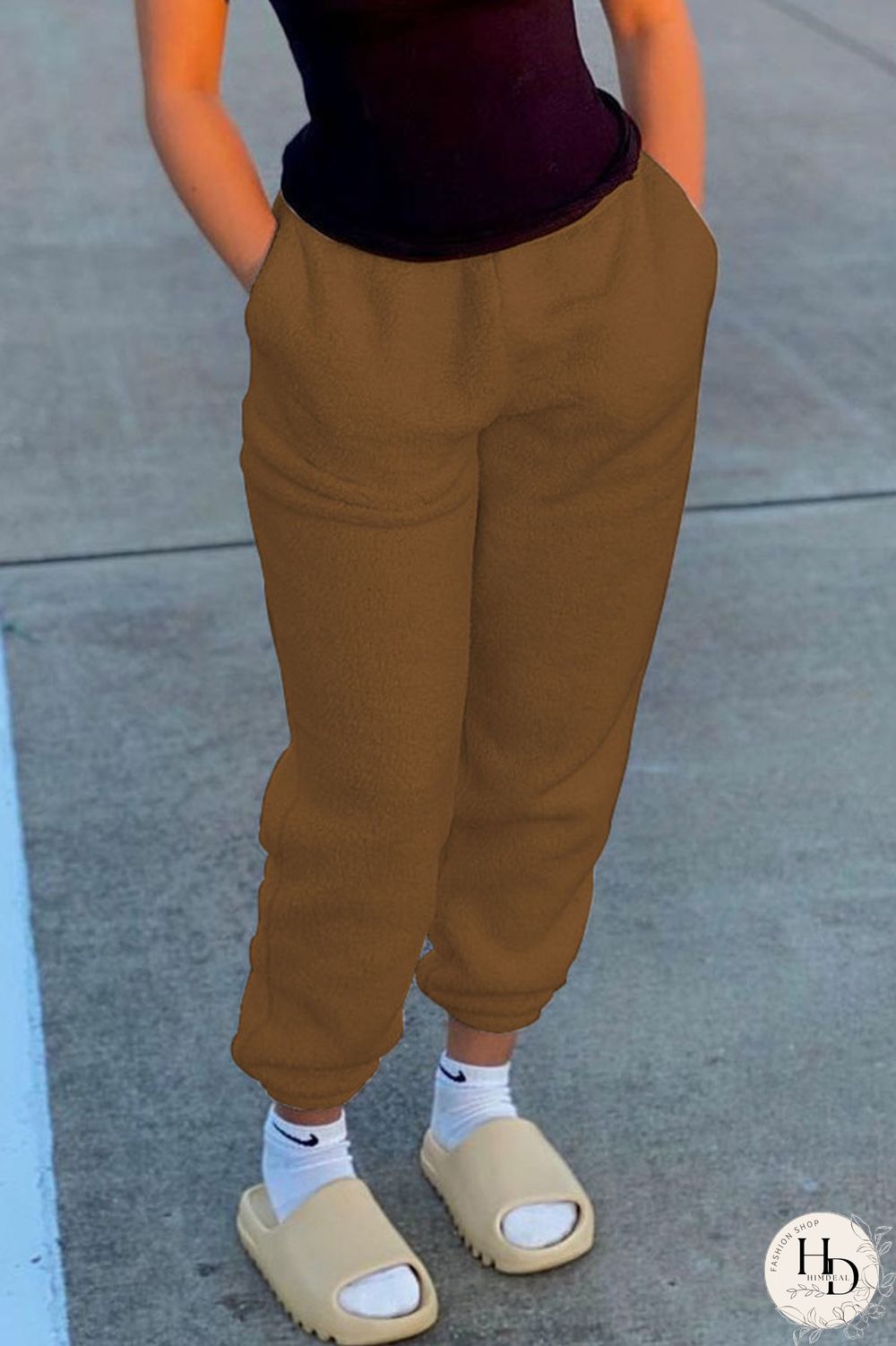 White Casual Solid Regular Mid Waist Pencil Bottoms