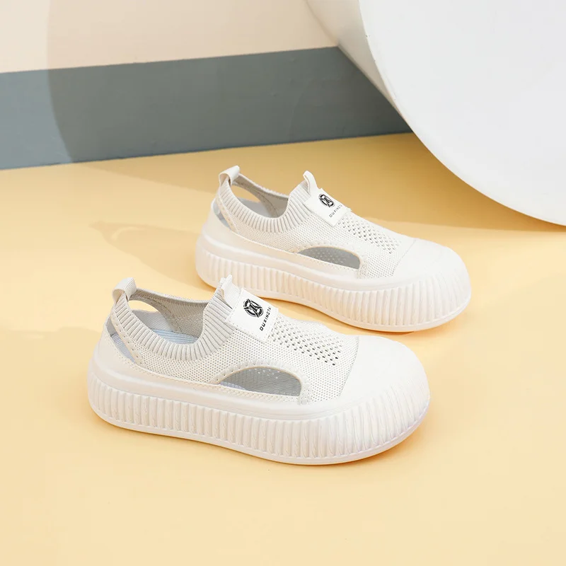 Tanguoant Tanguoant Summer New Korean Ins Breathable Small White Shoes Hollow Leisure Board Shoes Thick Platform Joker Pine Cake Women's Shoes XT 130