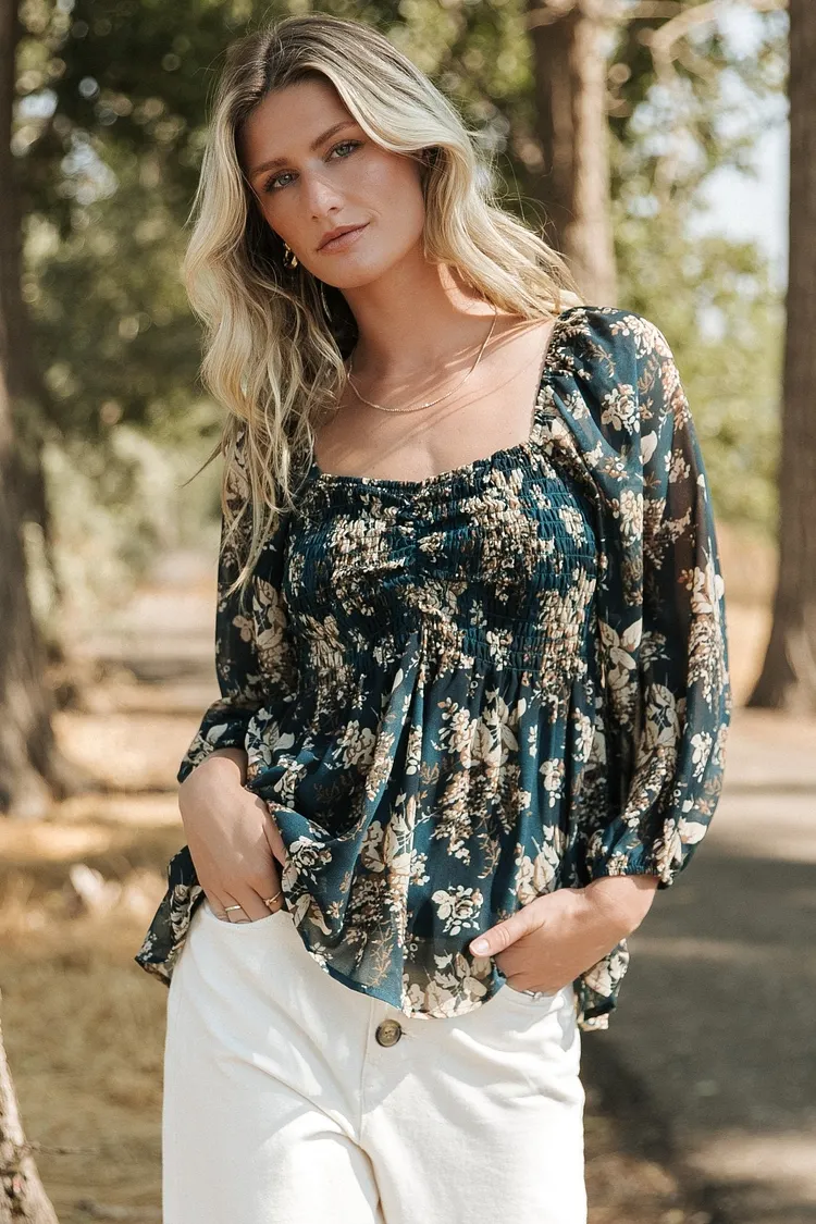 Smocked Top - Topaz Floral
