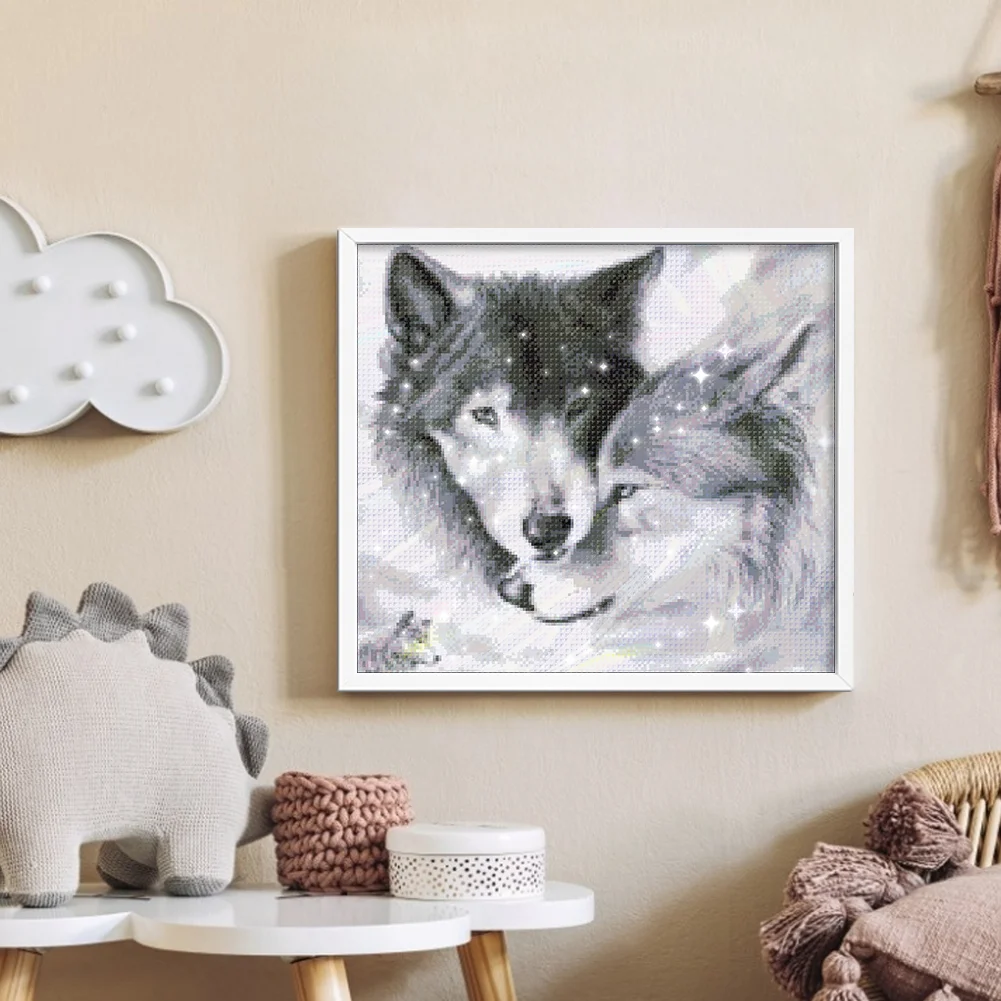 9CT Full Stamped Cross Stitch Bead Embroidery- Wolf(Canvas|48*41CM)