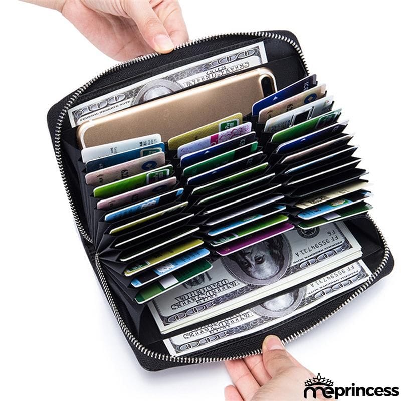 Unisex Multiple Compartment RFID Technology Anti-Scanning Card Slot Currency Wallet