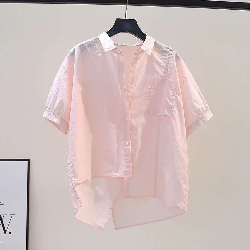 Athvotar Athvotar Simple Summer Thin Short-Sleeved Shirt Women 2025 New Fashion Loose Long Pocket Cardigan Shirt