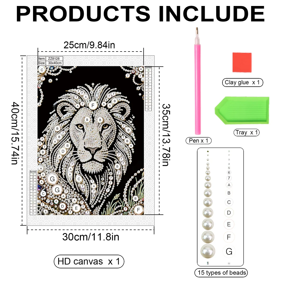 Lion Special Shaped 5D DIY Partial Drill Diamond Painting Kit Home Art 30x40cm