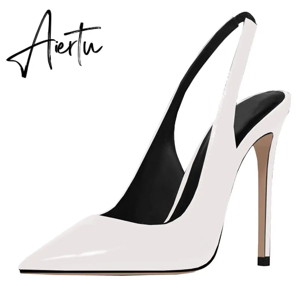 Aiertu  Women's Sexy Slip on Slingback Pumps Pointed Toe Pumps 12cm Evening Party Dress Shoes High Heel Stiletto Pumps US 5-15 Aiertu