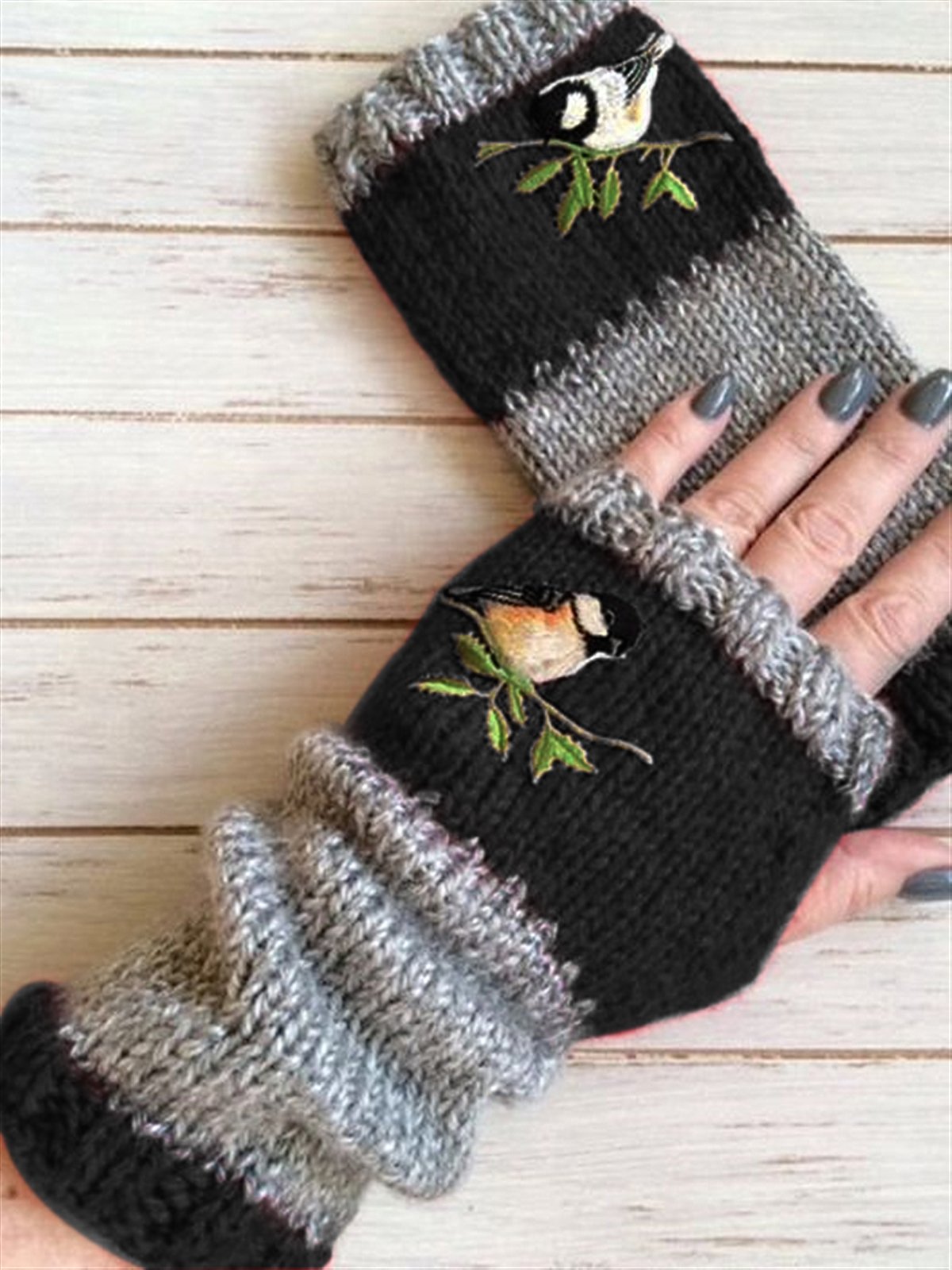 Rotimia Autumn Winter Casual Basic Flora Knitted Gloves