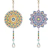 2Pcs Diamond Painting Acrylic Double Sided Mandala Wind Chime Suncatcher with Crystal Hanging Pendant