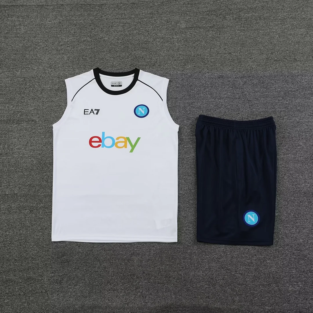 2024/2025 Napoli pre-match training White Jersey+Shorts 1:1 Thai Quality