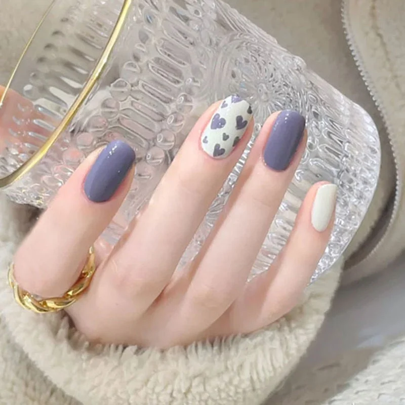 24pc Black Border Wear Long Paragraph Fashion Manicure Patch False Nail Full Cover Wearable Coffin Fake Nail Matte Ballerina Art-Nail Inspo