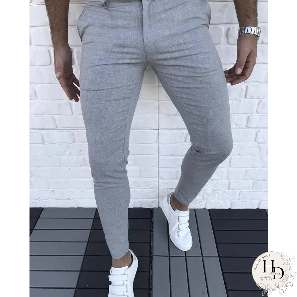 Pantalón casual de color sólido para hombre Pantalón ajustado y ajustado para hombre