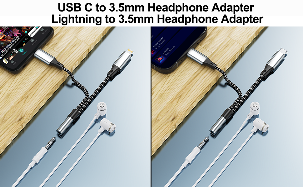This headphone adapter can be connected to iphone phones, Android phones, iPads, tablets or laptops