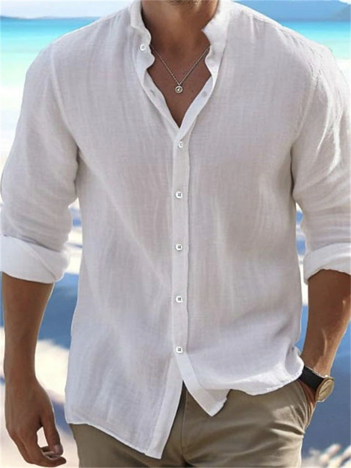  thdmladies Leisure Breathable Stand Collar Long Sleeve Shirt for Men thedmladies