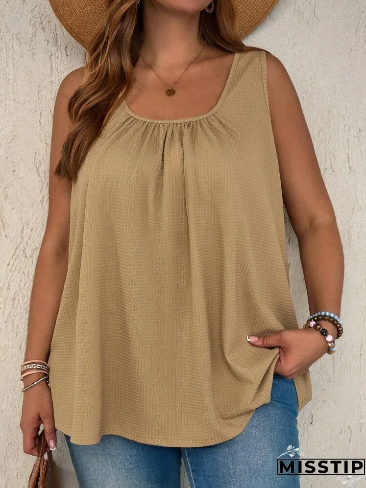 Women's Plus Size Solid Color Simple Daily Wear Sleeveless Tank Top