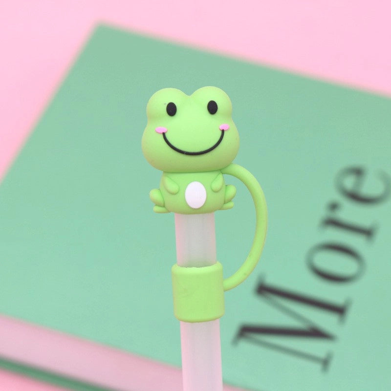 5 Pieces Silicone Straw Cap Flower Cartoon Baiyun Cup Straw Protective Cover Dust Plug 10mm