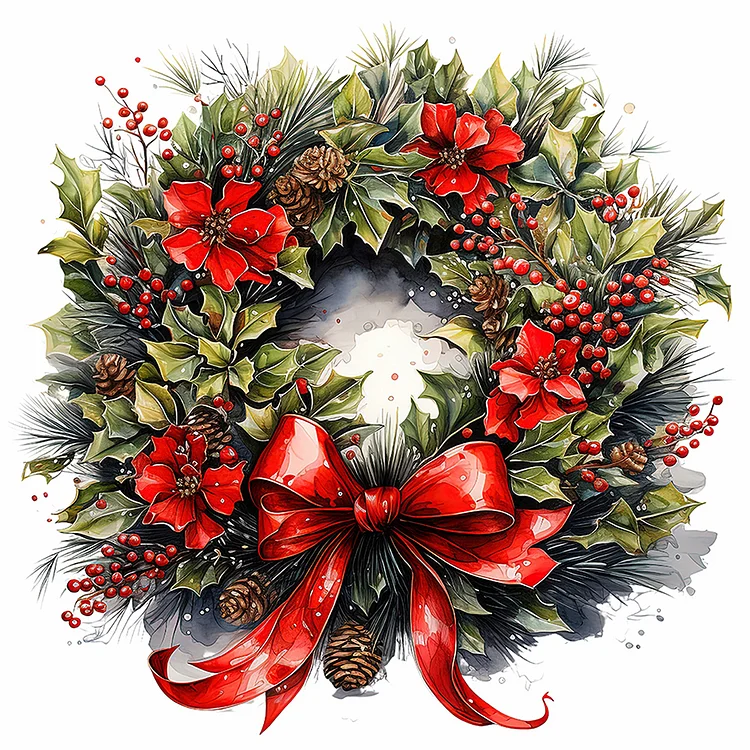 Full Round Diamond Painting - Christmas Wreath 40*40CM