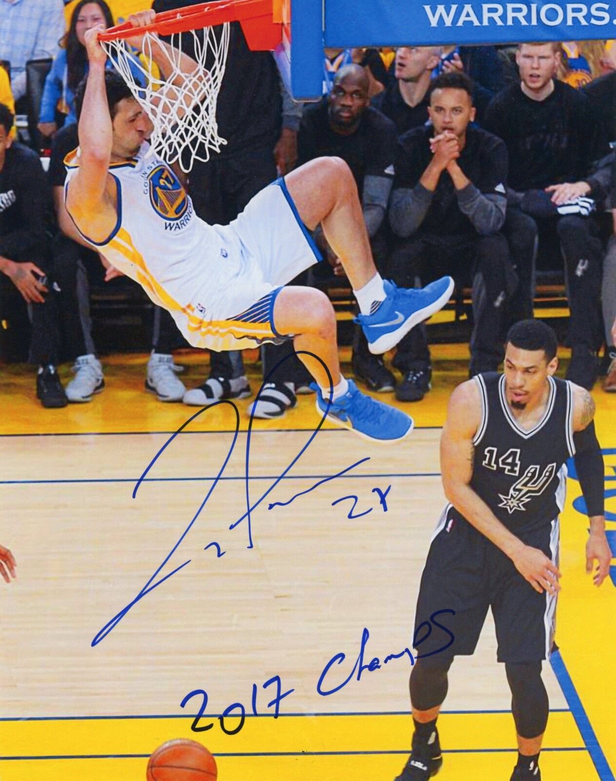 ~~ ZAZA PACHULIA Authentic Hand-Signed Golden State Warriors