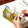(24cm)Diamond Art Tissue Box DIY PU Napkin Cover for Home Decoration(farm chicken)