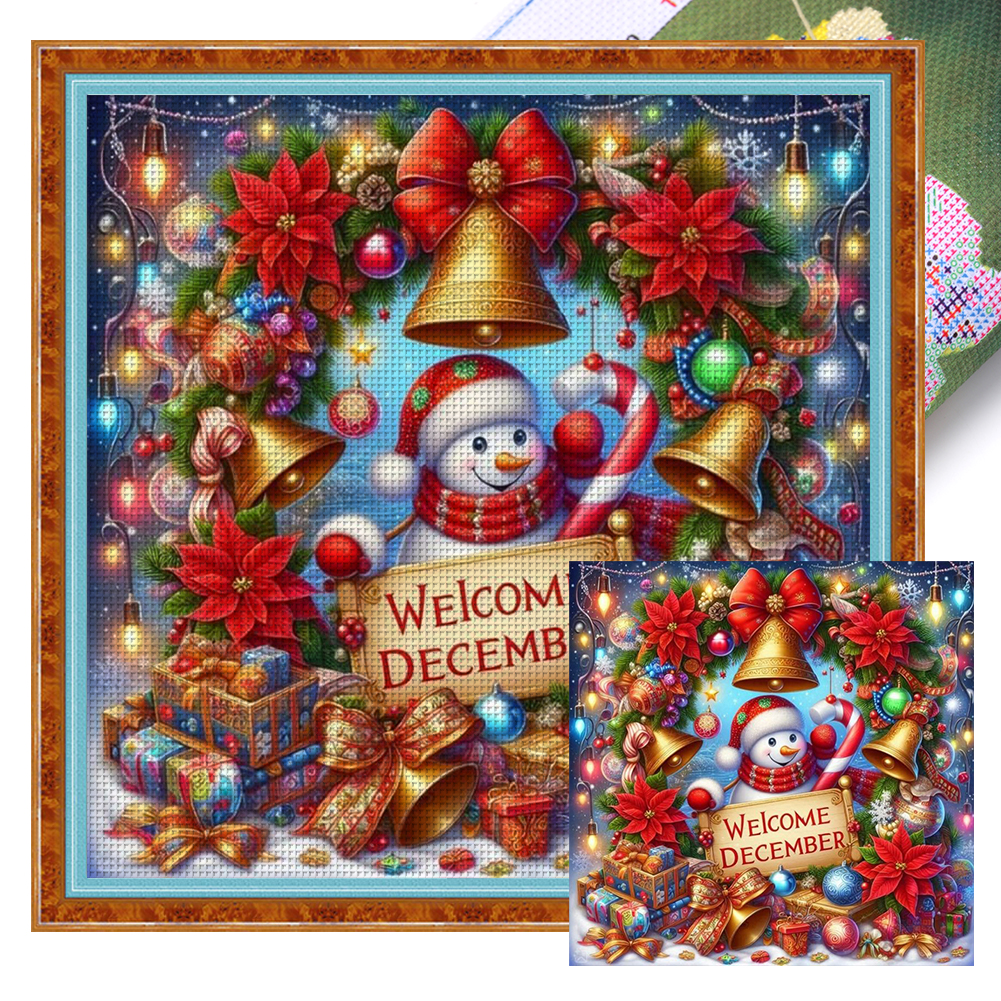 Snowman Full 14CT Pre-stamped Canvas(40*40cm) Cross Stitch