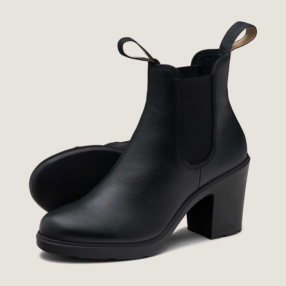 Black Round Toe Chunky Heel Platform Ankle Boots with Dual Pull Tabs Nicepairs