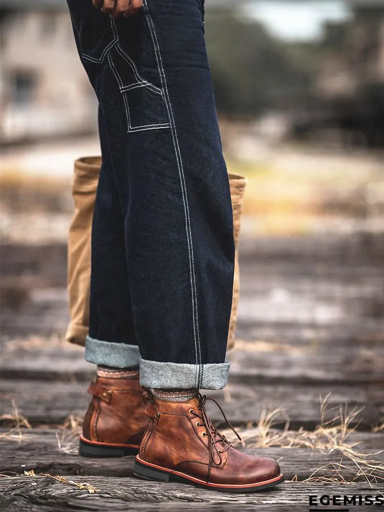 Cow Split Leather Men Boots Comfortable Boots Men Footwear Rubber Ankle Boots Men's Shoes | EGEMISS