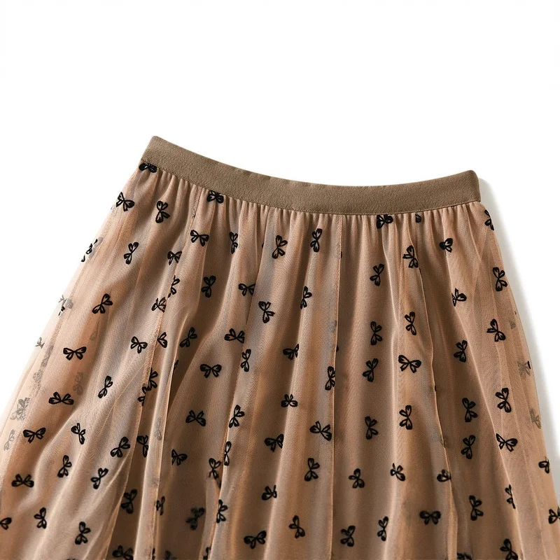 Nigikala Nigikala Swing Splicing Yarn Dress Lint Lint Half Dress Woman 2025 Spring Splicing Mesh Yarn Skirt 1828