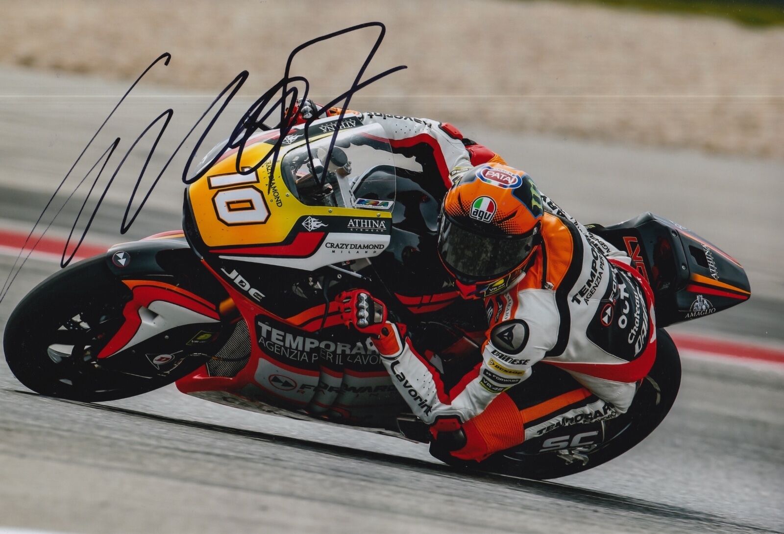 Luca Marini Hand Signed 12x8 Photo Poster painting Forward Racing Kalex Moto2 2016 MOTOGP 3.