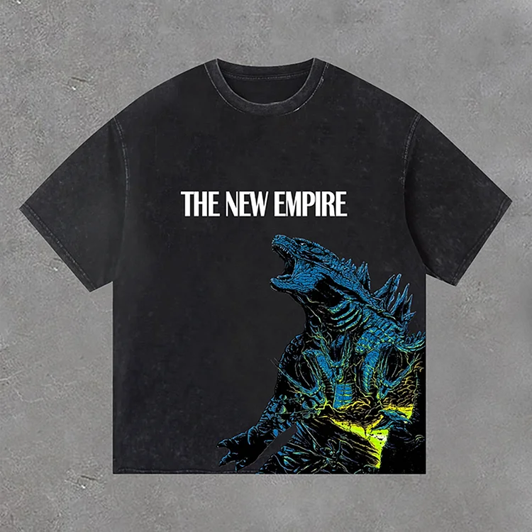 Fashionable Godzilla X Kong: The New Empire Graphics Acid Washed T-Shirt
