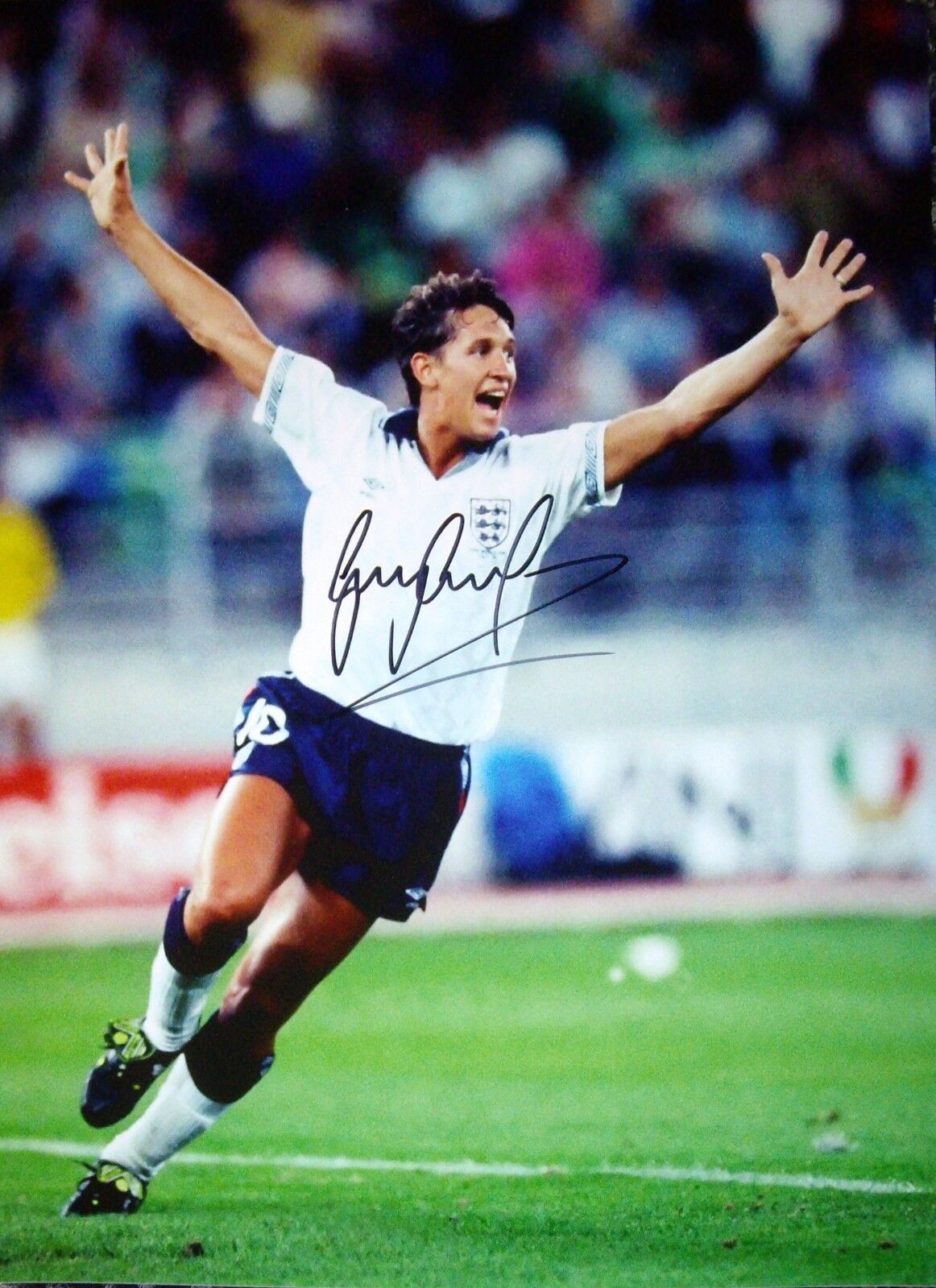 GARY LINEKER SIGNED ENGLAND v GERMANY FIFA WORLD CUP 16”x12” Photo Poster painting COA SEE PROOF