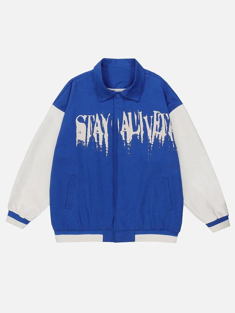 Vintage Letter Print Lapel Jacket