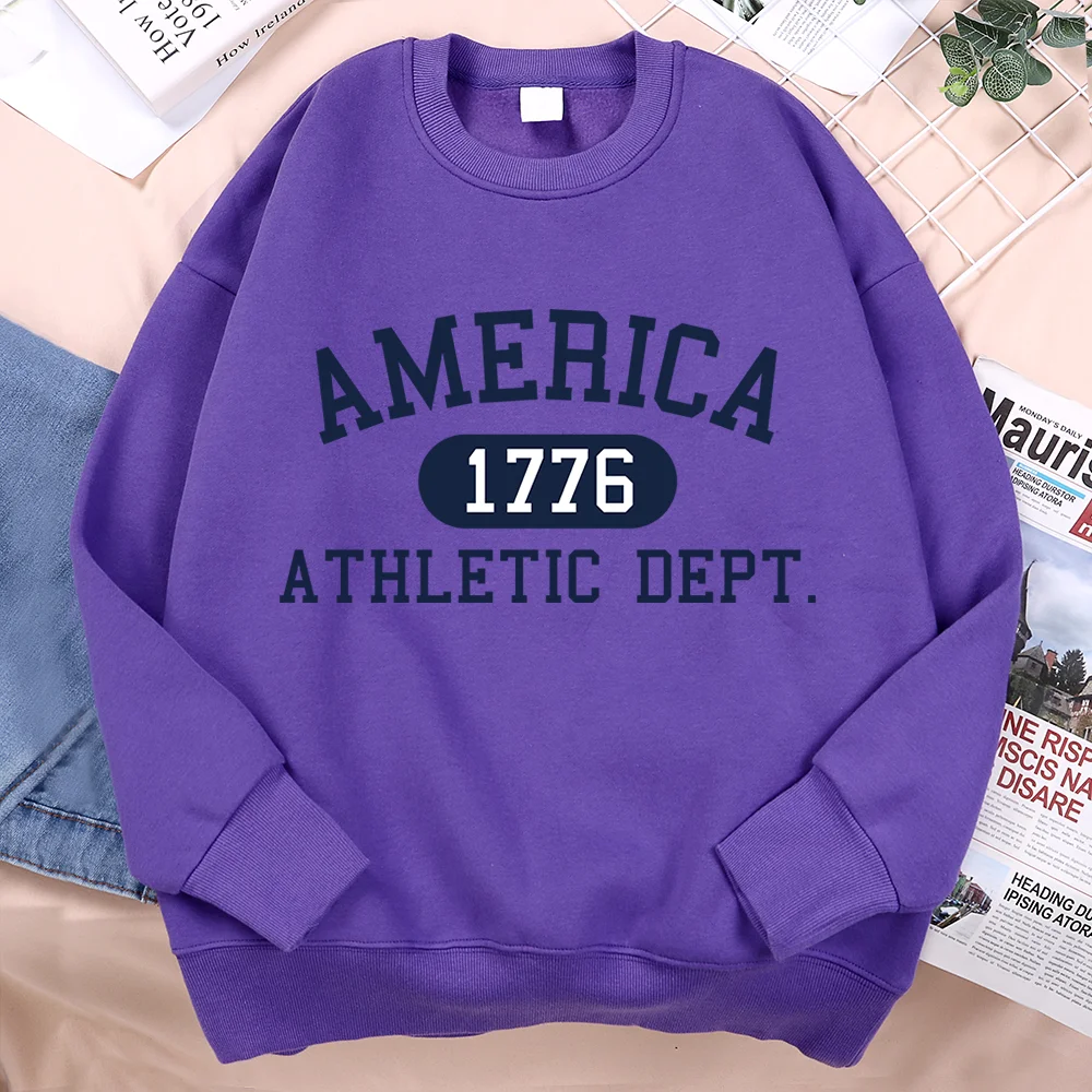Unisex Retro America 1776 Athletic Dept Letter Printed Hoodies Pullover Sweatshirt