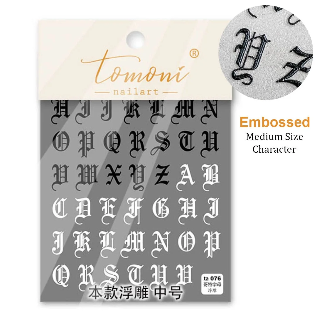 Roman style Typography Art Sticker High Quality 3D Engraved Nail Stickers Nail Art Decorations Nail Decals Design-Nail Inspo