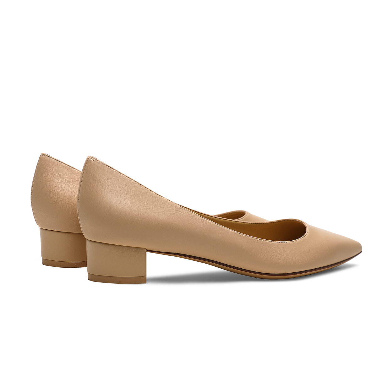 30mm Pointed Toe Kitten Chunky Heels Daily Matte Pumps Low Heels for Women-MERUMOTE