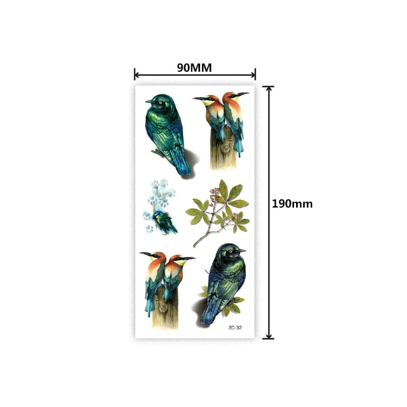 Waterproof 3D tattoo sticker Three-dimensional color printing tattoo sticker Butterfly flower animal color tattoo sticker