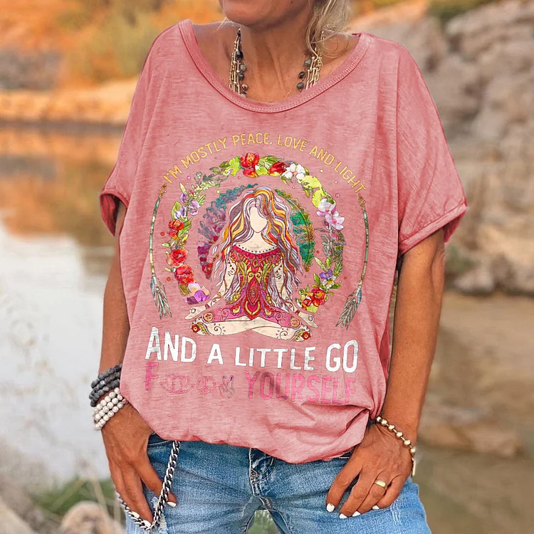I'm Mostly Peace Love And Light Printed Women's T-shirt socialshop