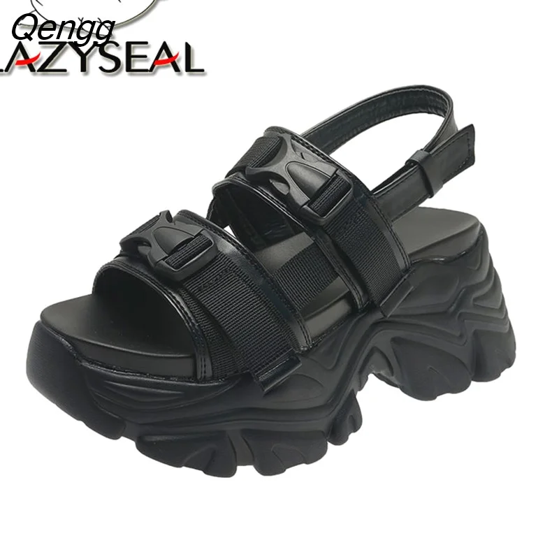 Qengg Women Platform Sandals Height Increasing Buckle Summer Beach Shoes Thick Sole Women Sandals Big Size 42 High Heels Shoe