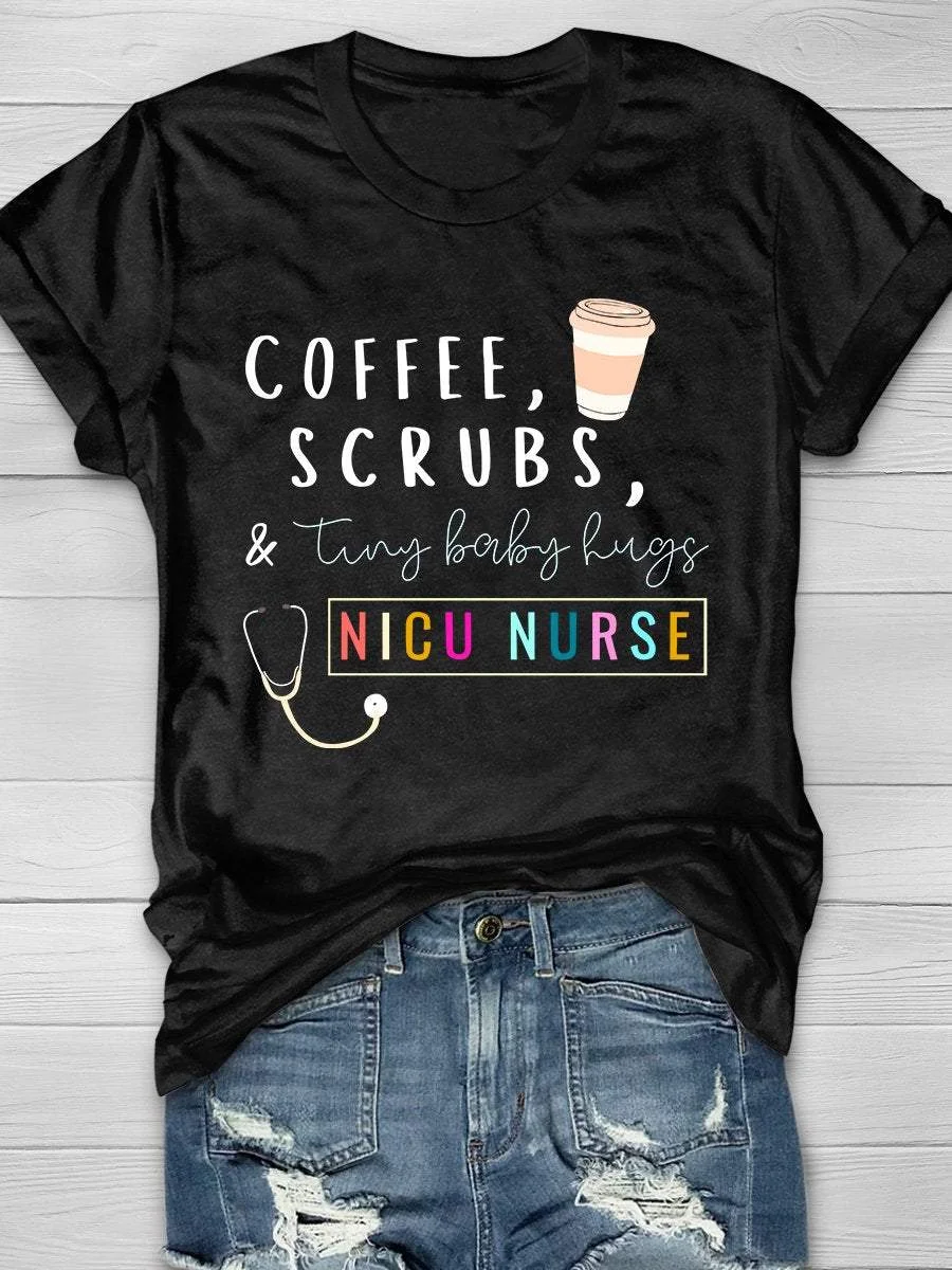 Nicu Nurse Print Short Sleeve T-shirt