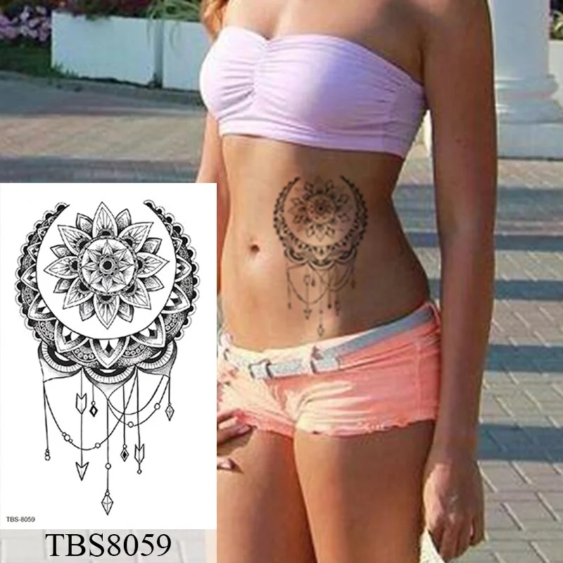 Waterproof Temporary Tattoo Sticker Flower Peony Rose Sketches Flash Tattoos Black Henna Body Art Arm Fake Tatoo Women Men