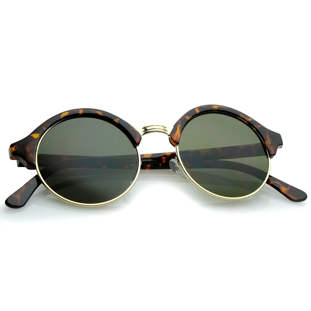 Classic Semi-Rimless Metal Nose Bridge P3 Round glasses 47mm