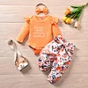Baby Girls Khaki Broken Flower 3 Pcs Sets