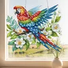 (US Only)2D Flat DIY Parrots Flowers Diamond Art Pendant Window Hanging Art for Home