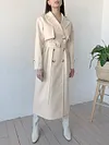 Simple Lapel Collar Buttoned Belted Loose Solid Color Trench Coat