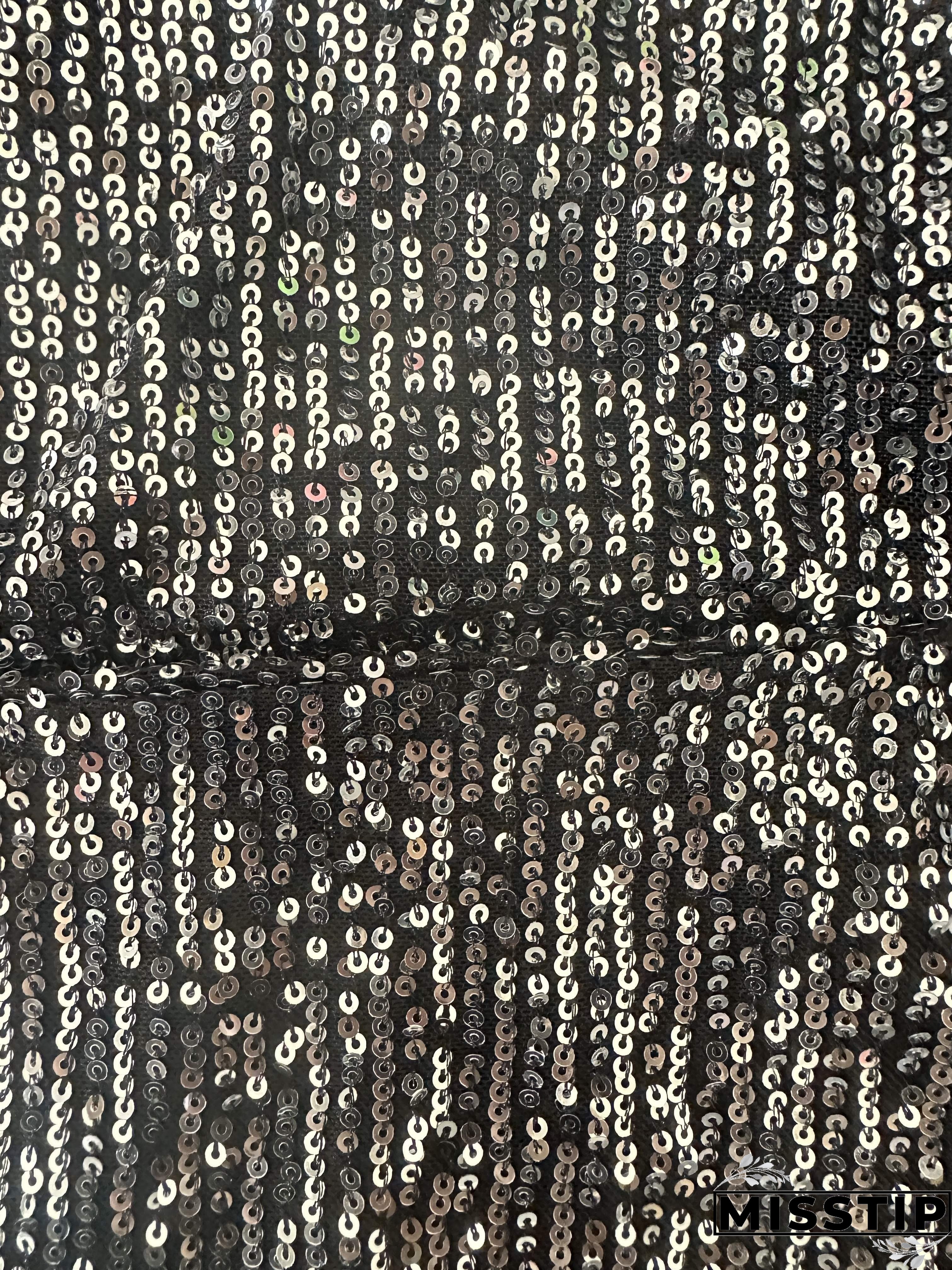 Plus Size Sexy Coat, Women's Plus Glitter Sequins Decor Long Sleeve Lapel Collar Slim Fit Coat