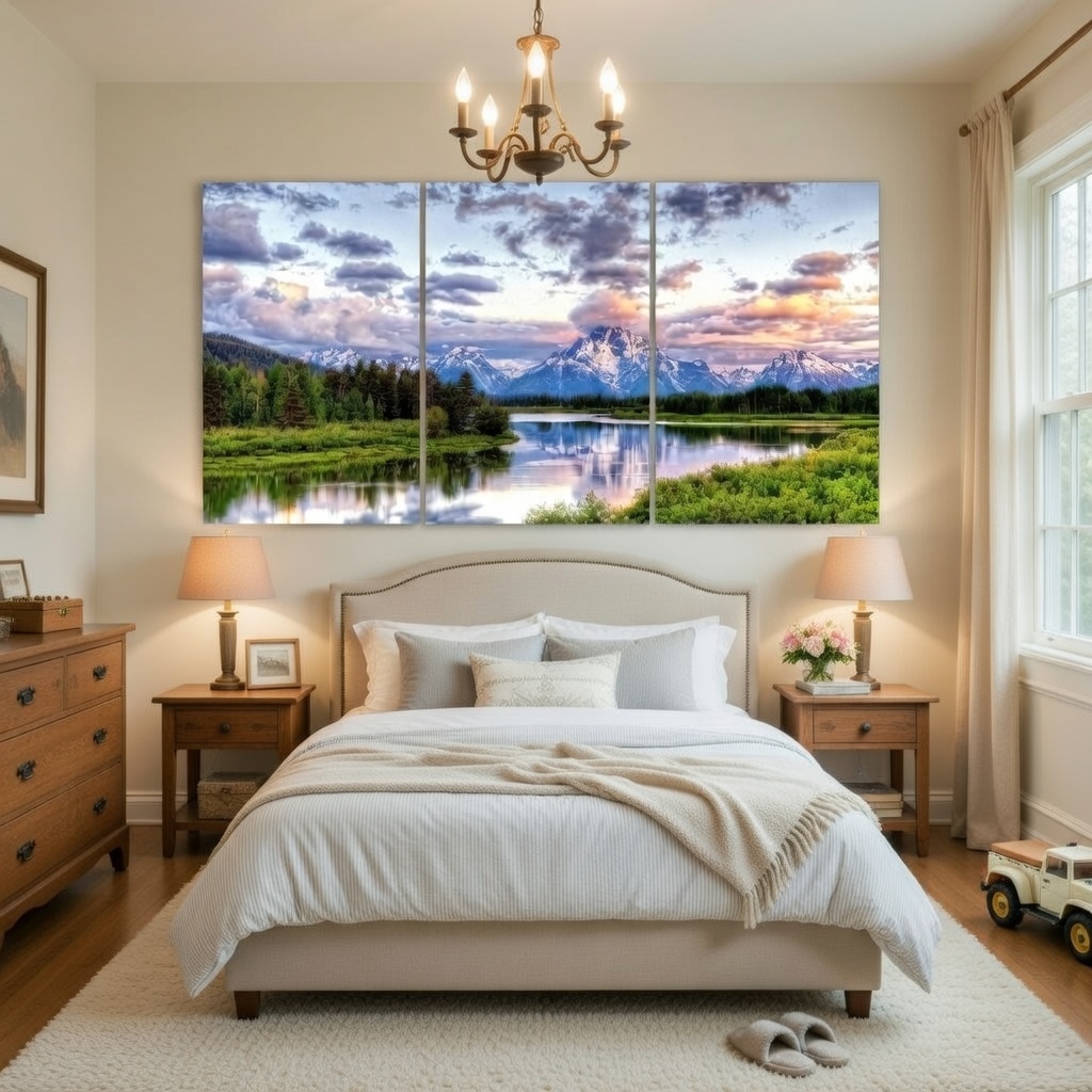 3-Piece Set Grand Teton National Park Modern Canvas Wall Art