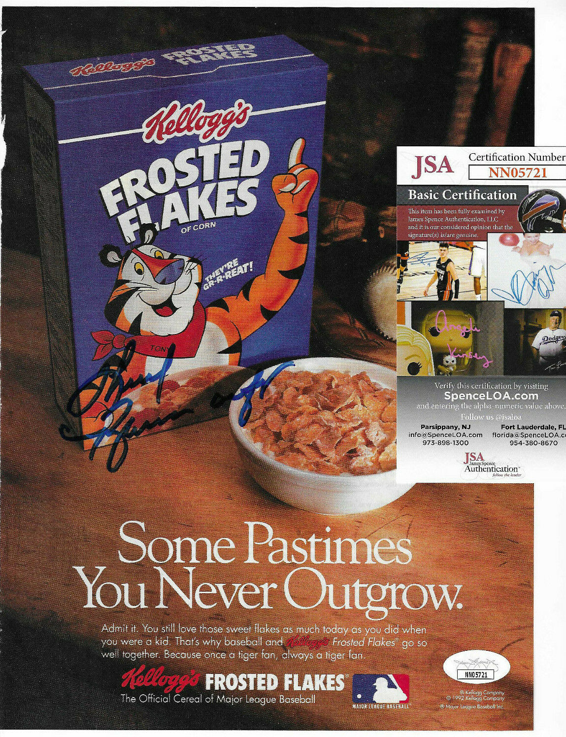 Thurl Ravenscroft Signed 8.5x11 Frosted Flakes Mag Page, Tony the Tiger, JSA COA