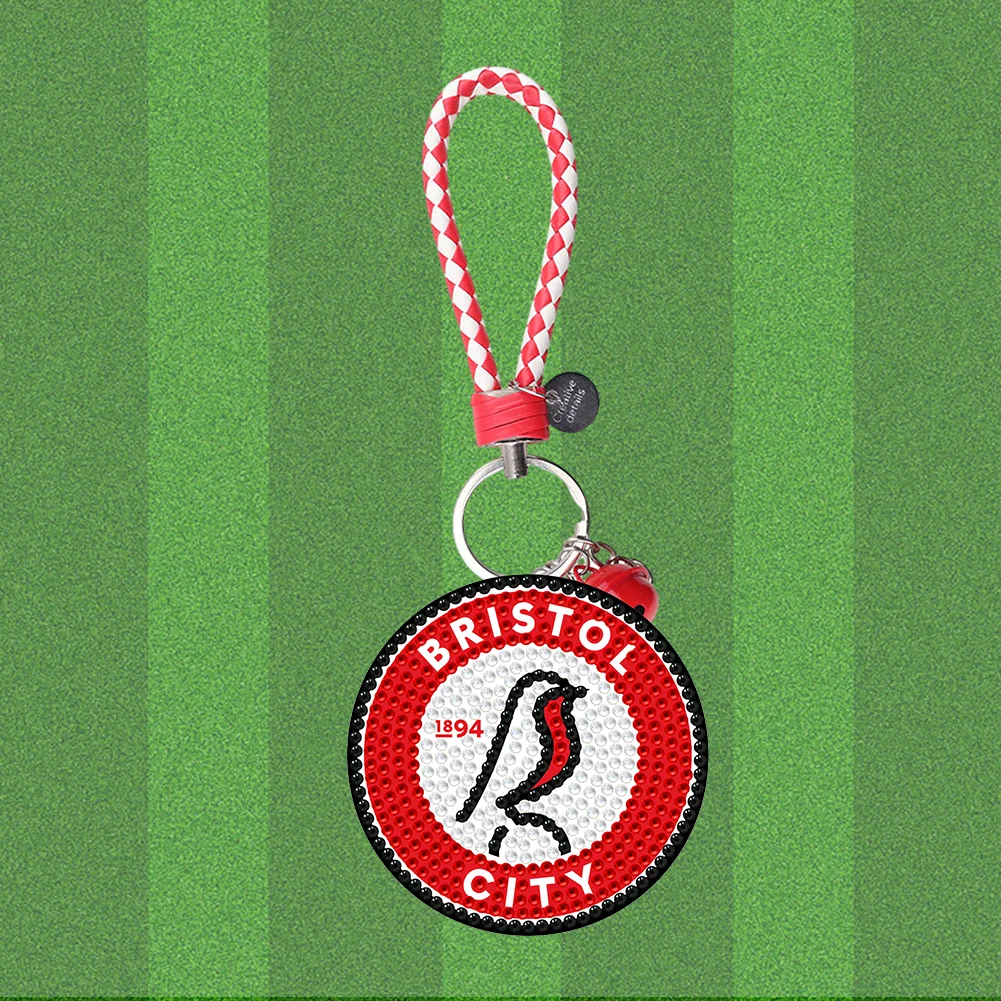 5D DIY Bristol FC Double Sided Full Drill Keyring Diamond Keychains Pendant