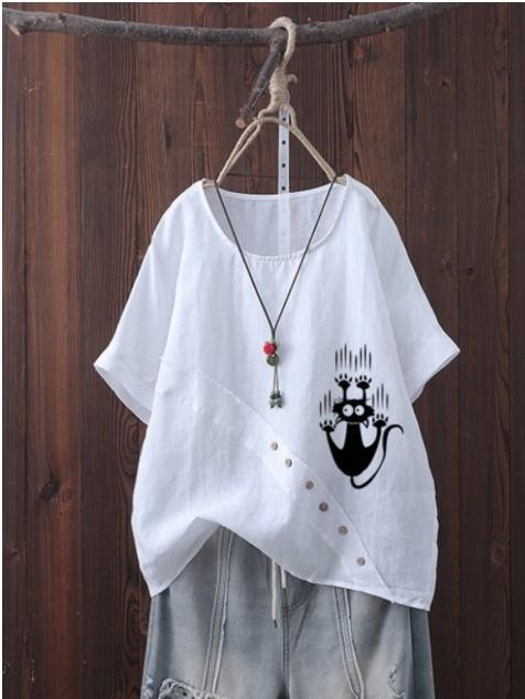 Cotton And Linen Printed Loose Sleeves