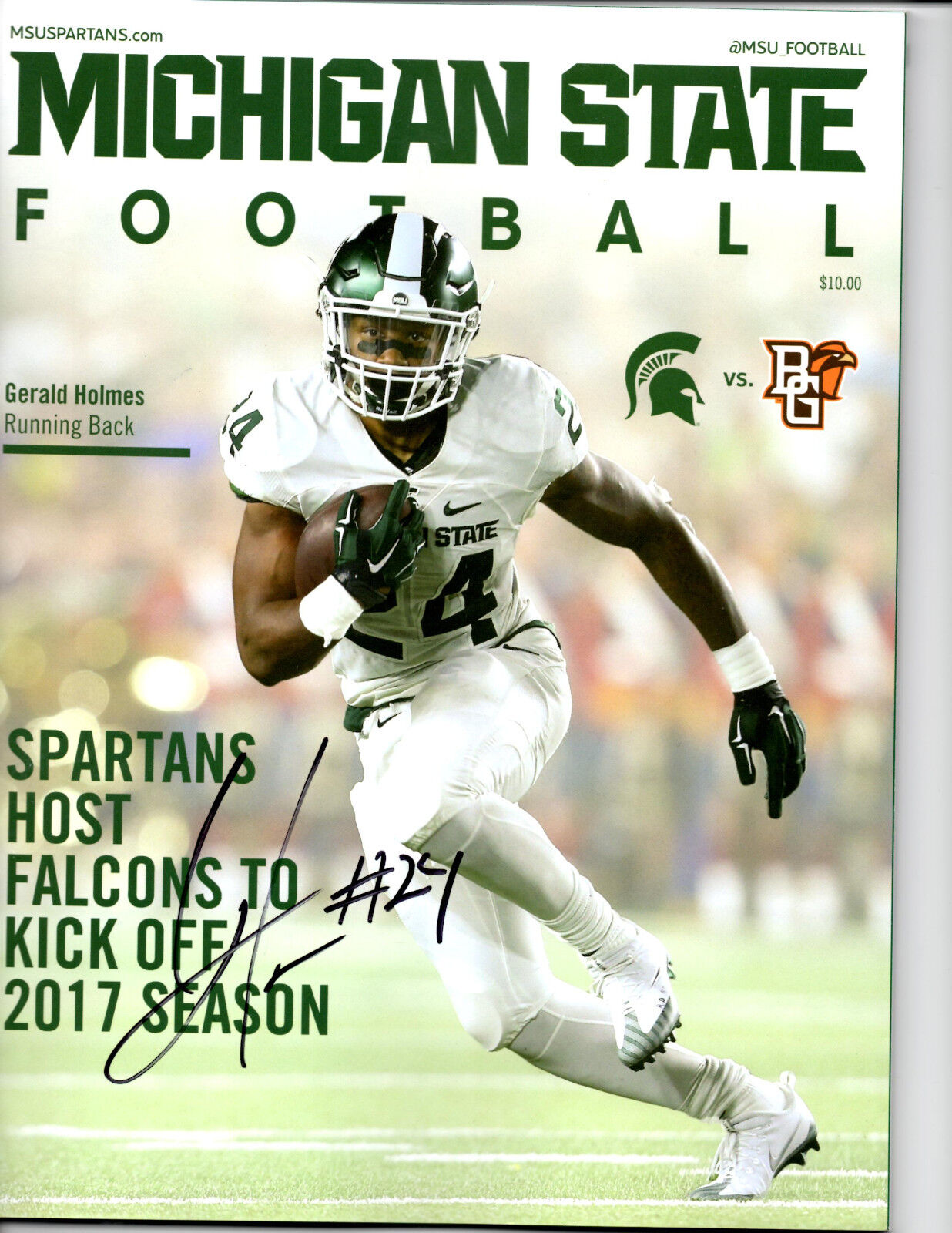 Gerald Holmes Michigan State Spartans football autographed signed 2017 program b